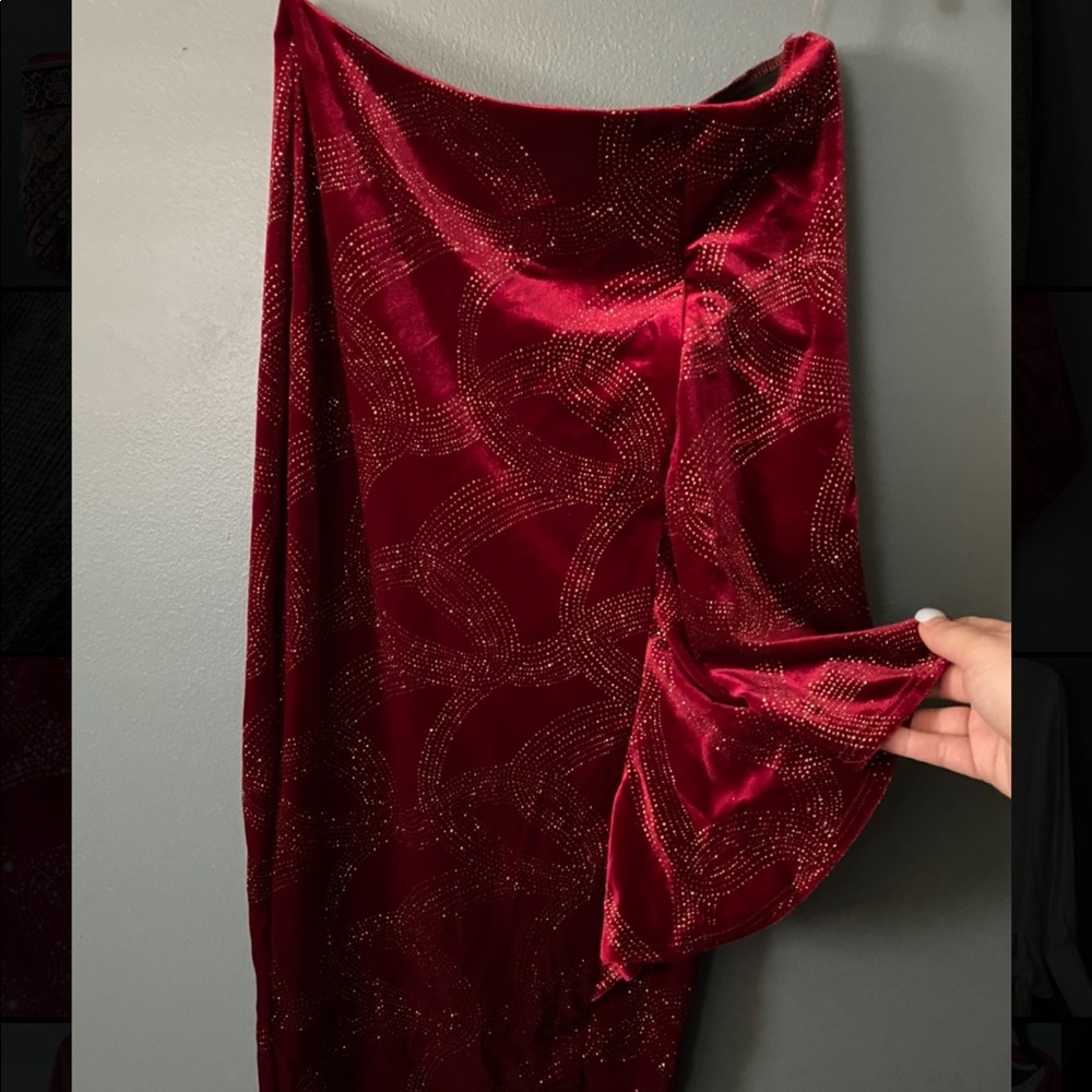 Velvet Red Sparkly Cocktail Dress